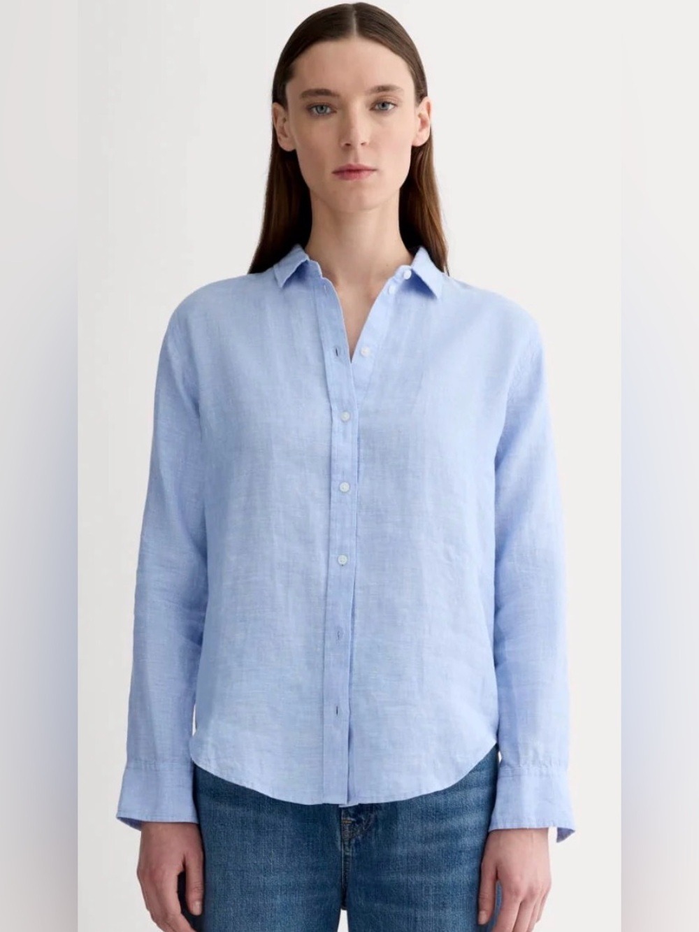 EVERLANE  THE MUST-HAVE SHIRT IN LINEN BUTTON DOWN LONG SLEEVE SHIRT WOMENS SZ 2